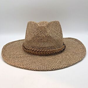 Arlin Straw Beach Hat Men's OSFM Braided Band Breathable Beige Natural Wide Brim